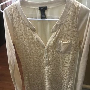Long sleeve lace detail shirt